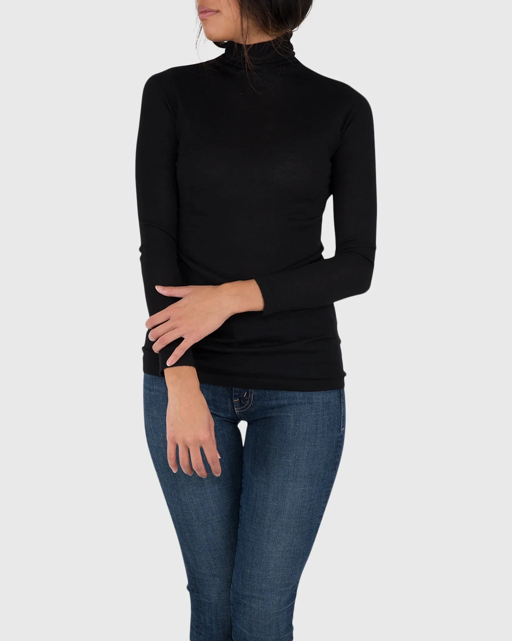 FUNNEL NECK SWEATER- BLACK