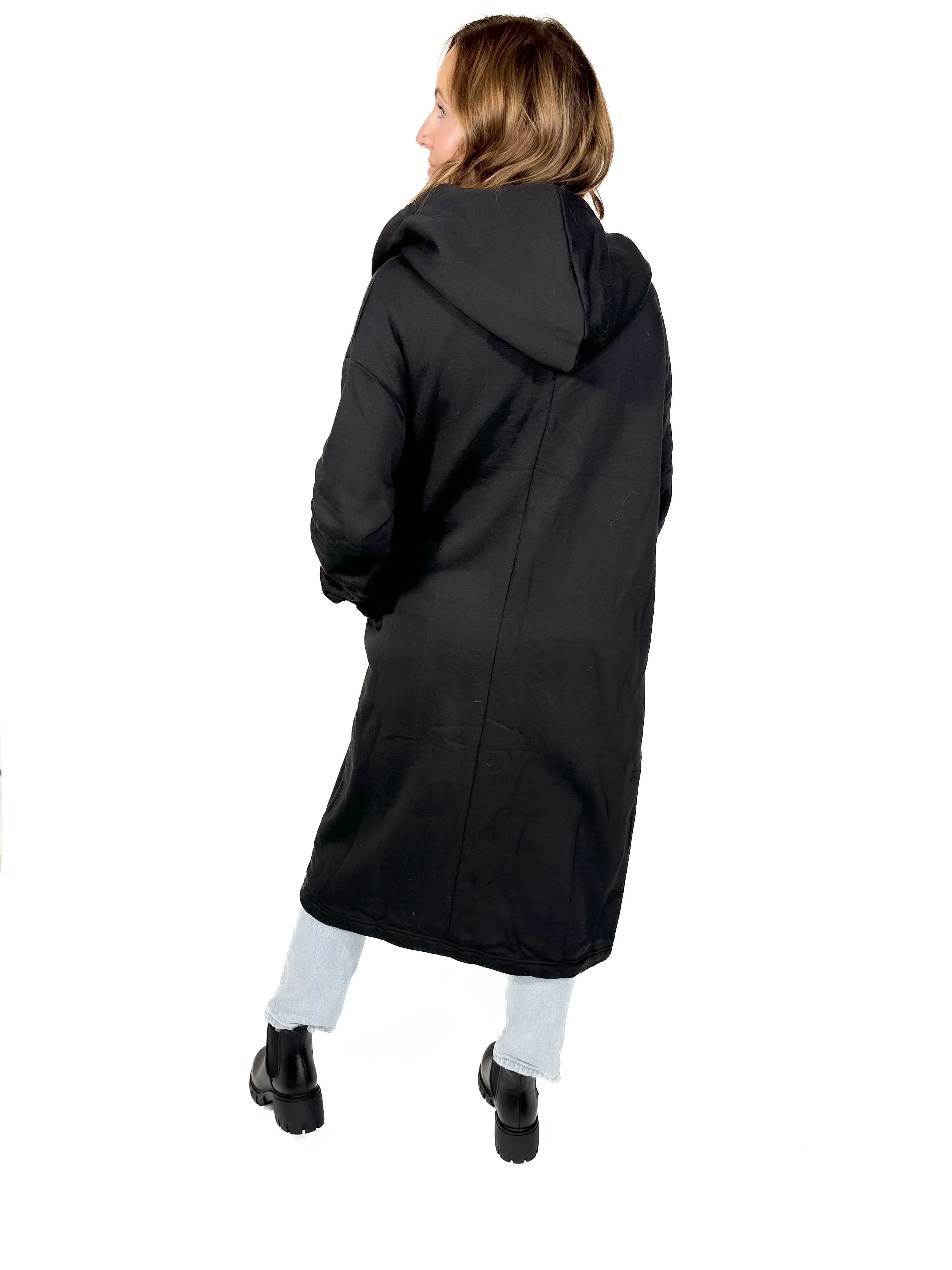 Gilbert Hooded Coatigan- BLACK -FINAL SALE