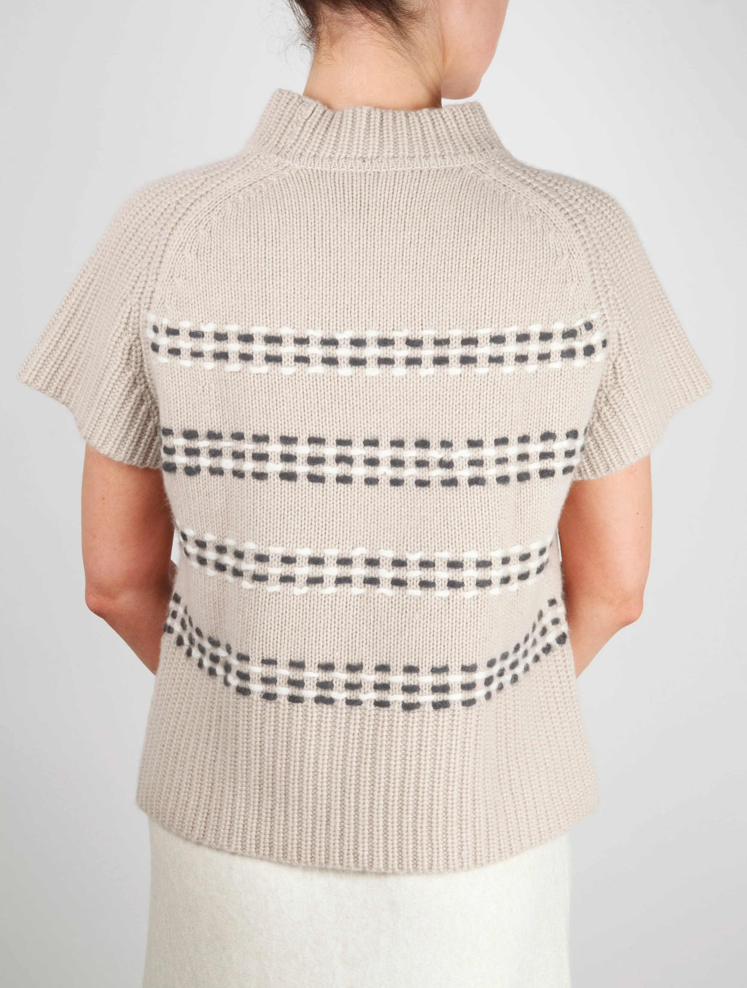 Half Sleeve Hand Embroidered Cashmere Sweater