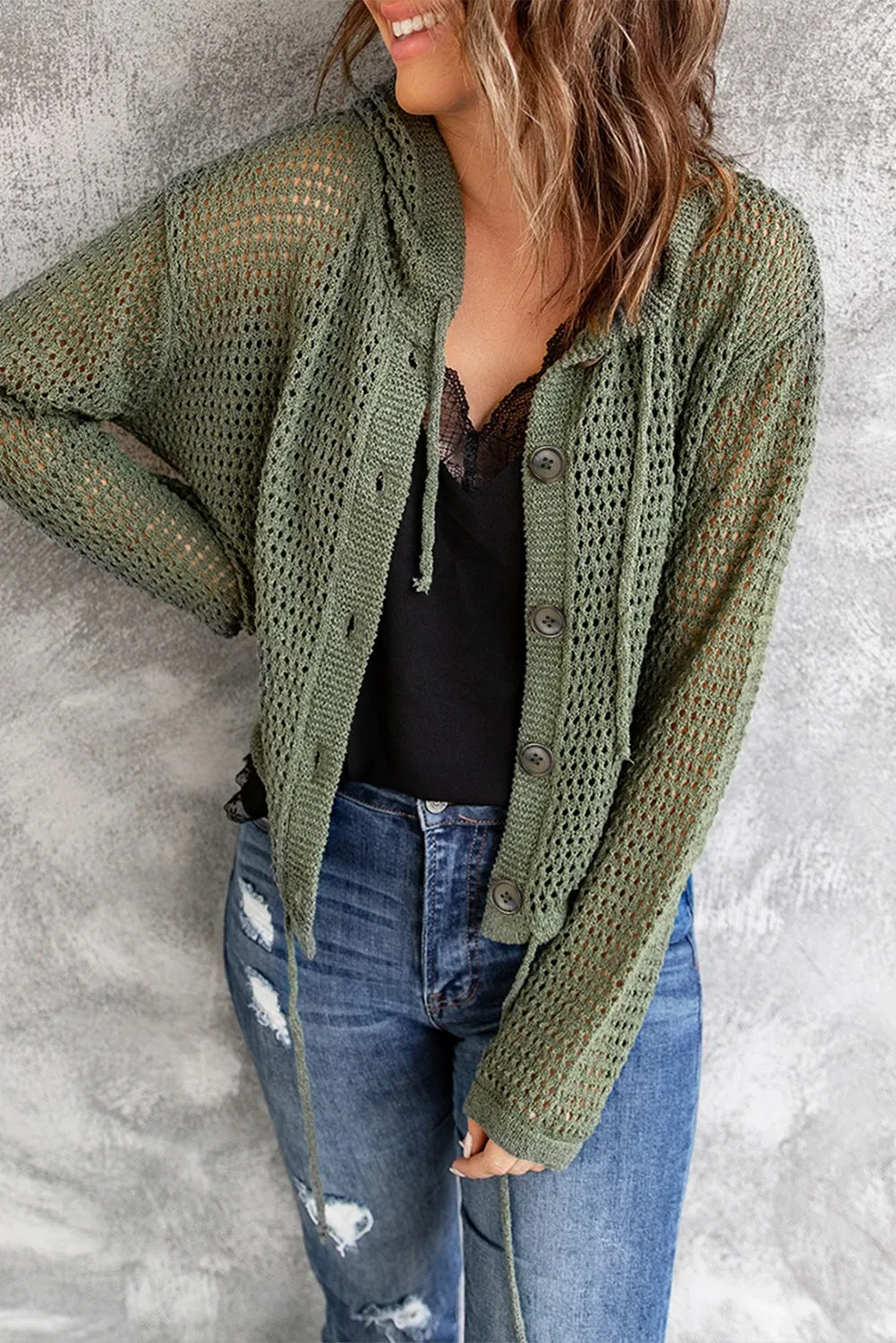 Harmony Hooded Cardigan in Green