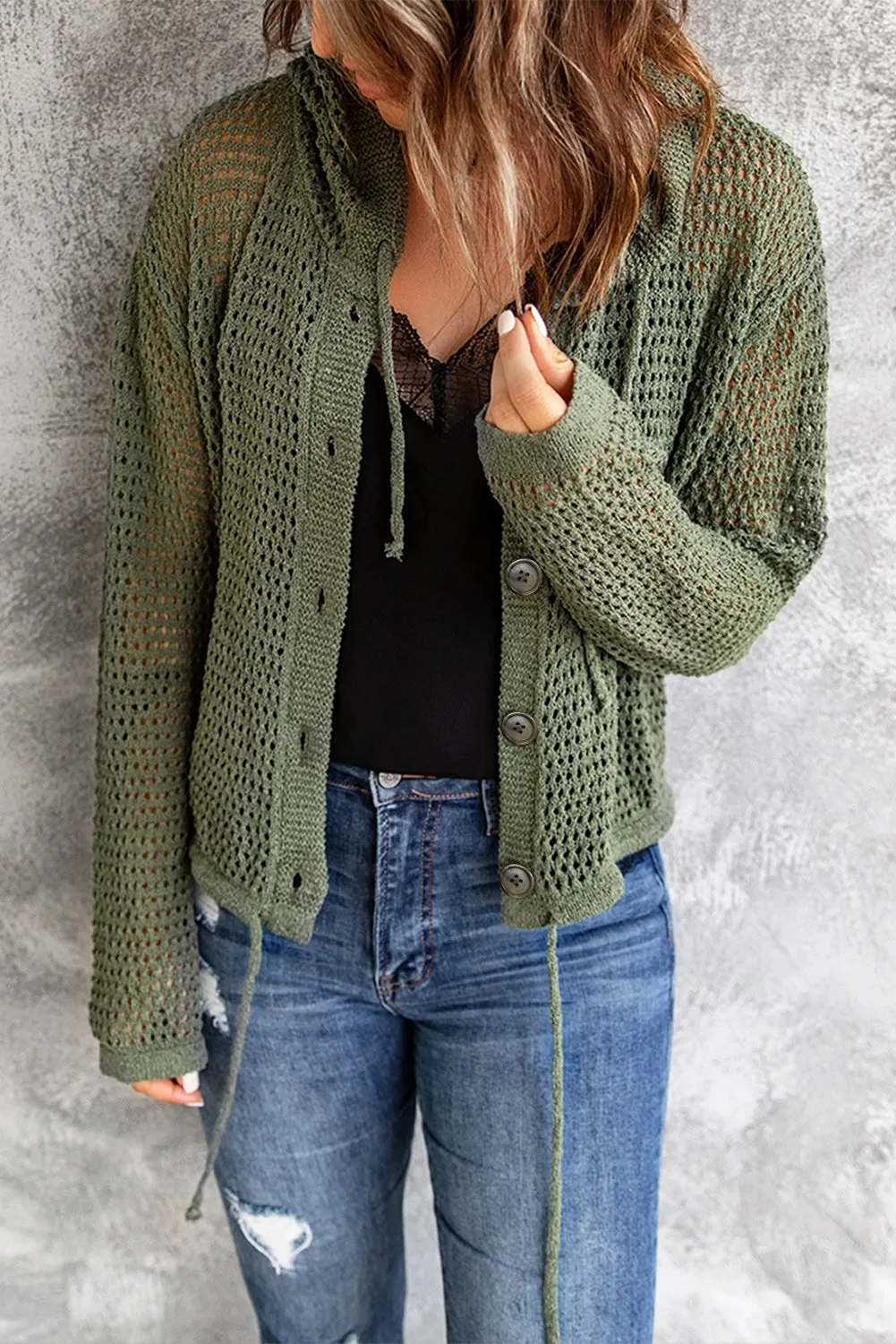 Harmony Hooded Cardigan in Green