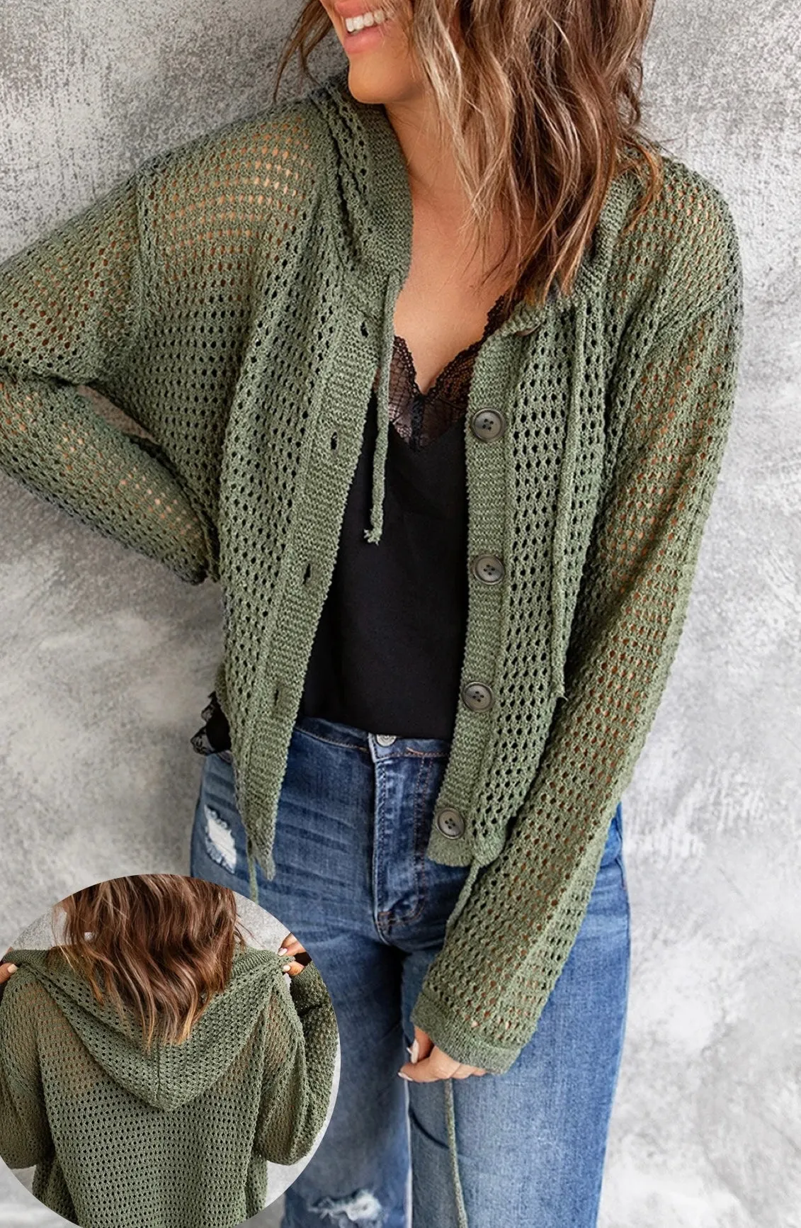 Harmony Hooded Cardigan in Green