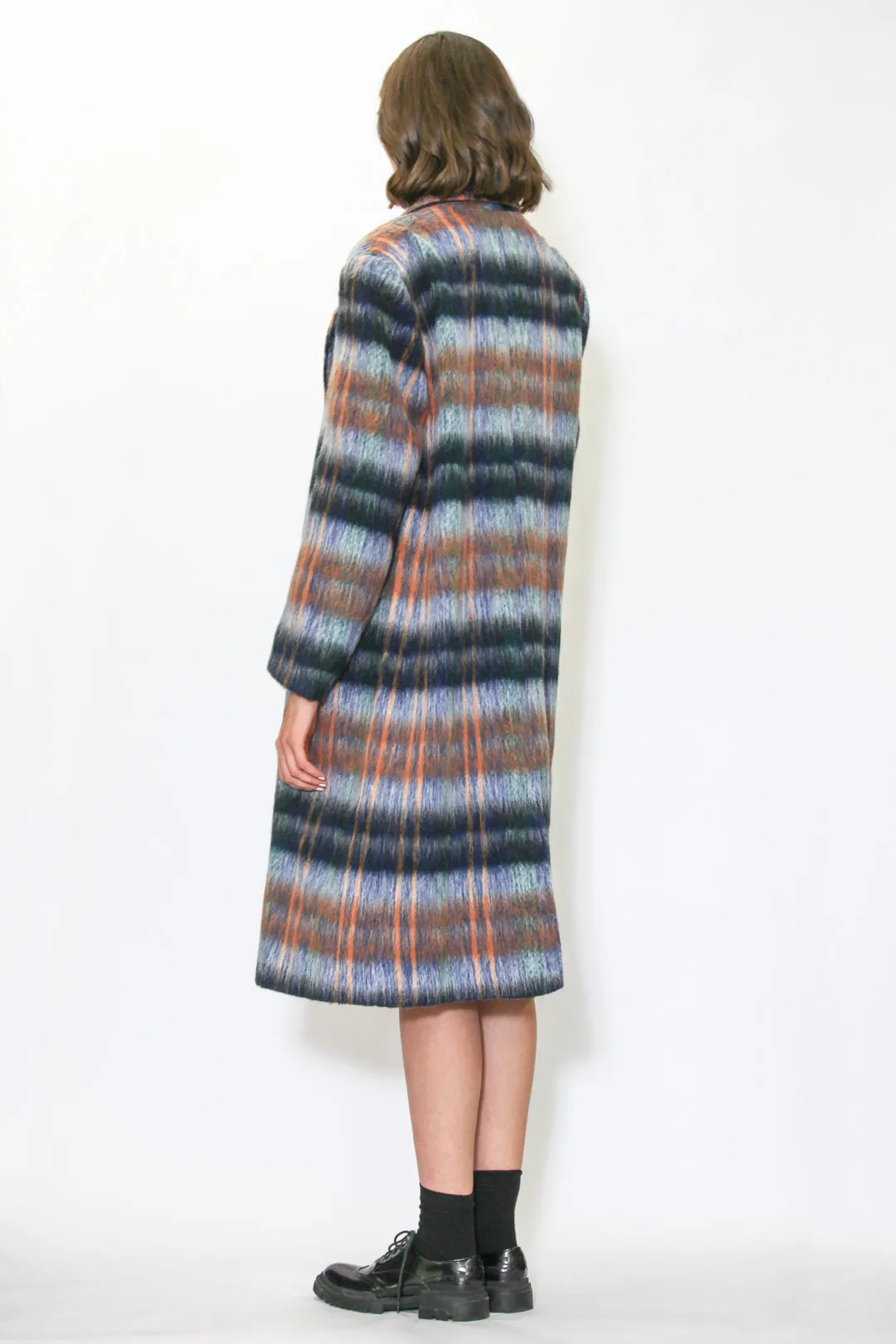 Heavy Wool Blue Plaid Coat