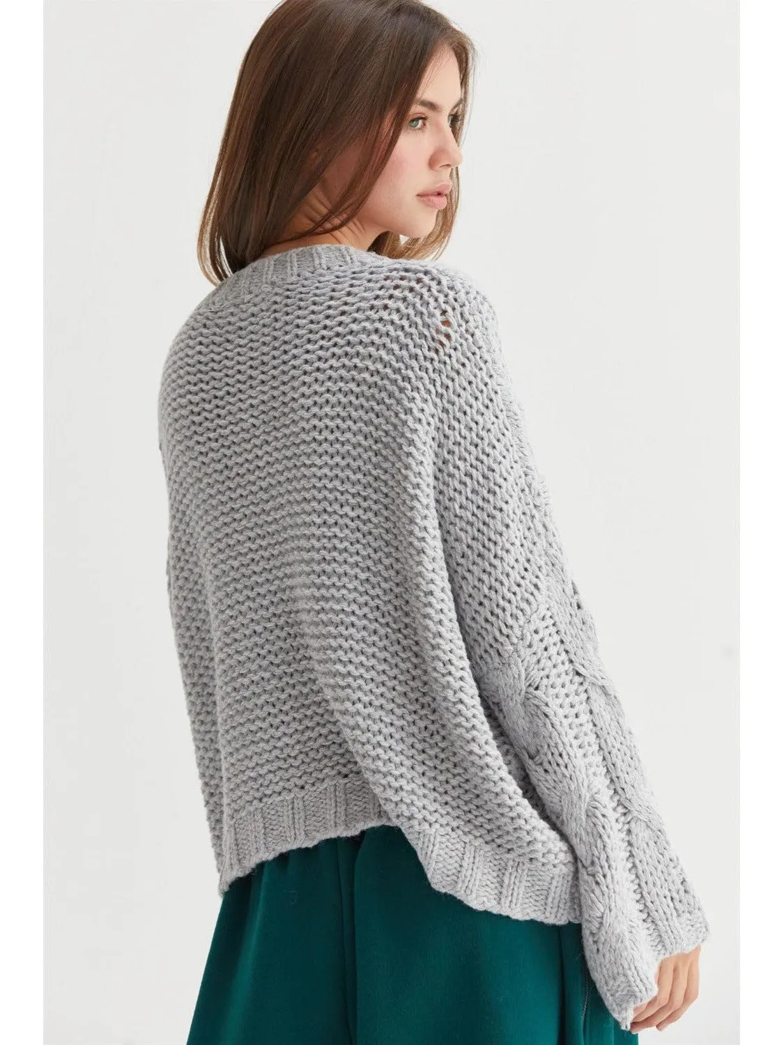 HYFVE Cable Knit V-Neck Sweater