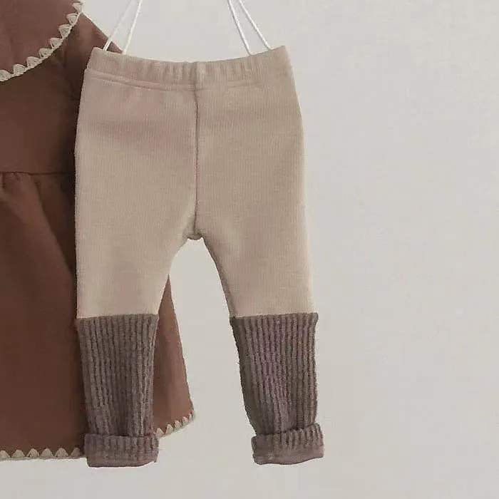 Ins autumn and winter fleece-lined infant stitching leggings for boys and girls baby fashion thin pit warm fleece pants