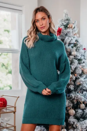 It's A Beaut Turtleneck Sweater Dress - Green - FINAL SALE