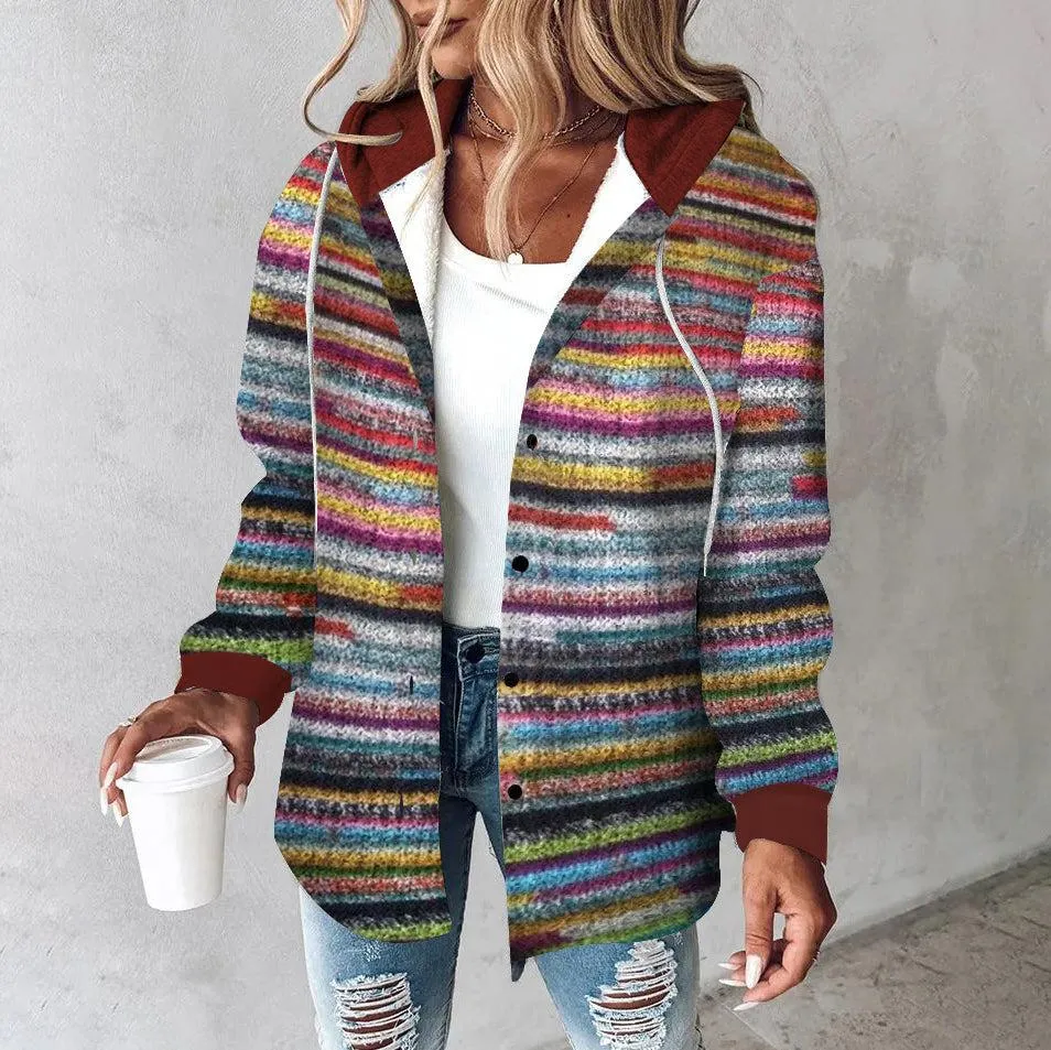 Jolie Multicolor Hooded Jacket with Relaxed Style