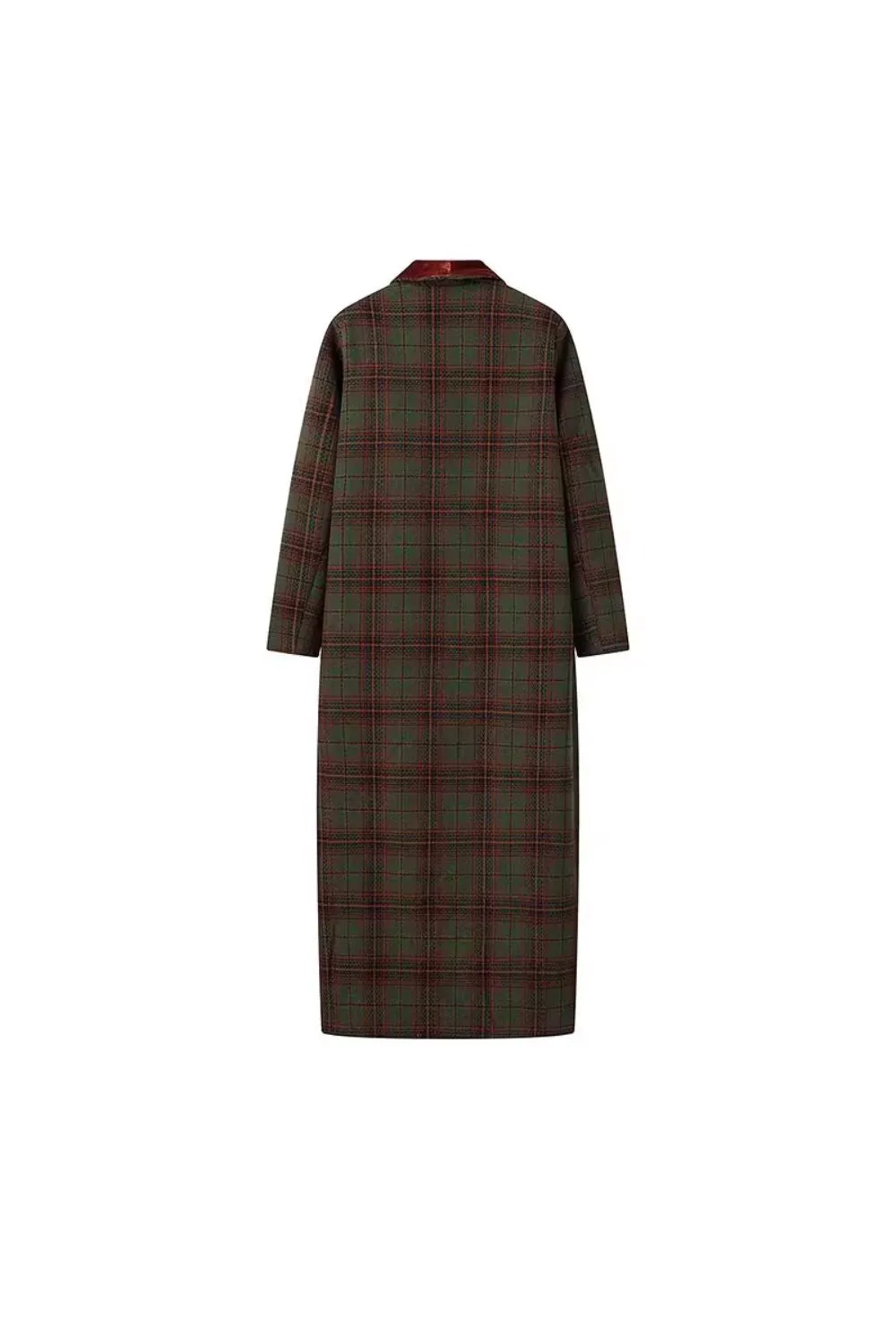 'Kinsley' Stylish Color-blocked Plaid Wool Trench Coat