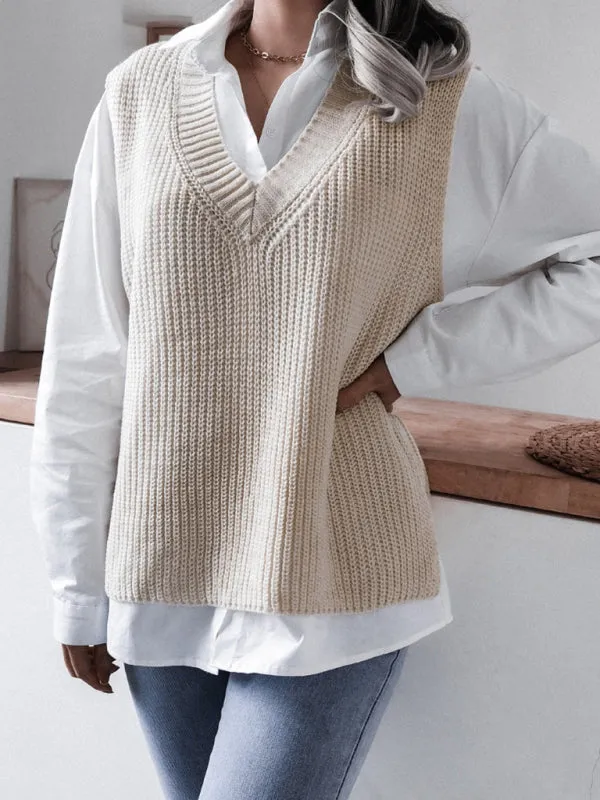 Knitted V Neck Sweater Vest