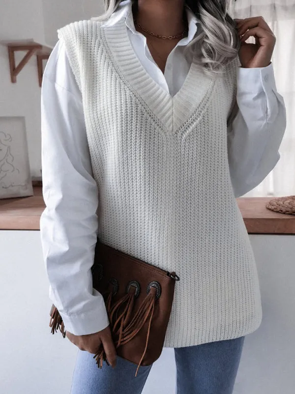 Knitted V Neck Sweater Vest