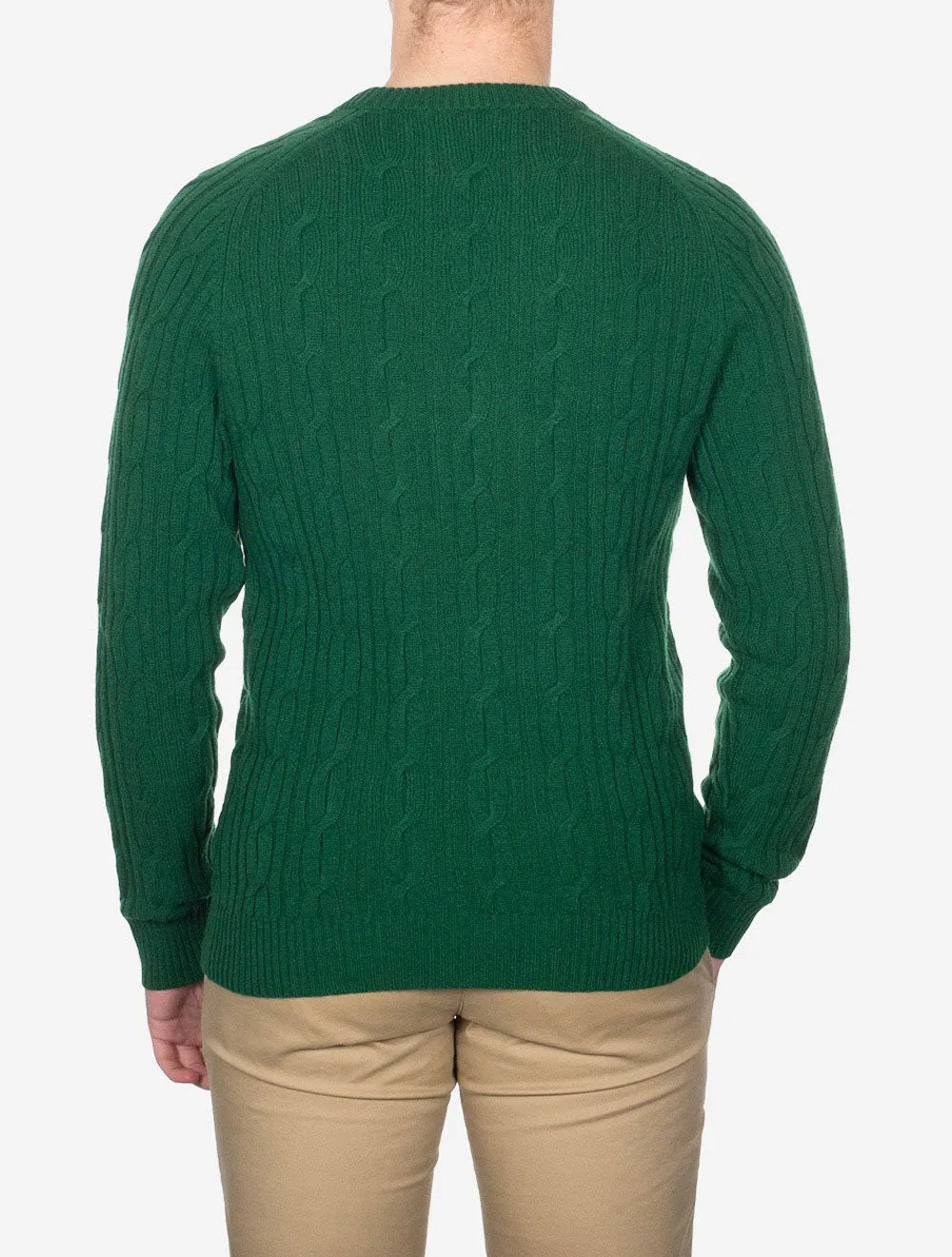 Lambswool Cable Crew Neck Forest Green