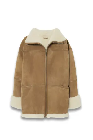 Leather-trimmed Shearling Jacket