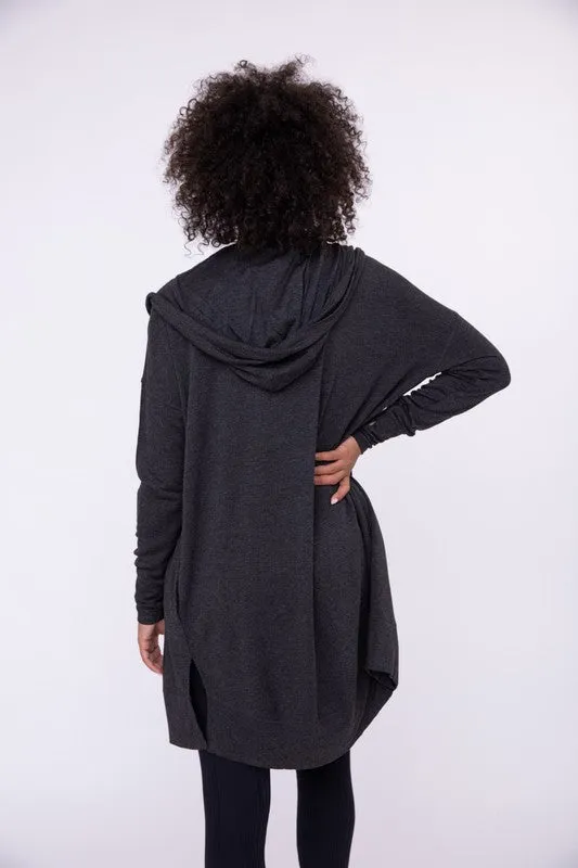 Longline Hooded Cardigan w/ Pockets