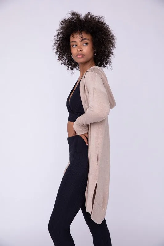 Longline Hooded Cardigan w/ Pockets