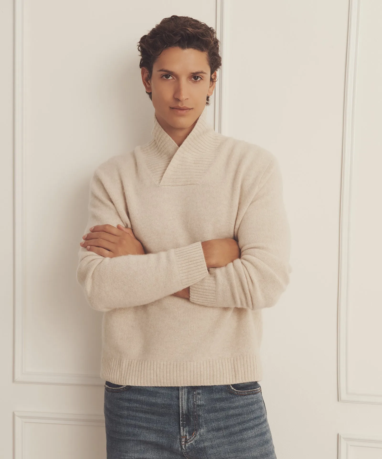 Luxe Cashmere Shawl Collar Pullover