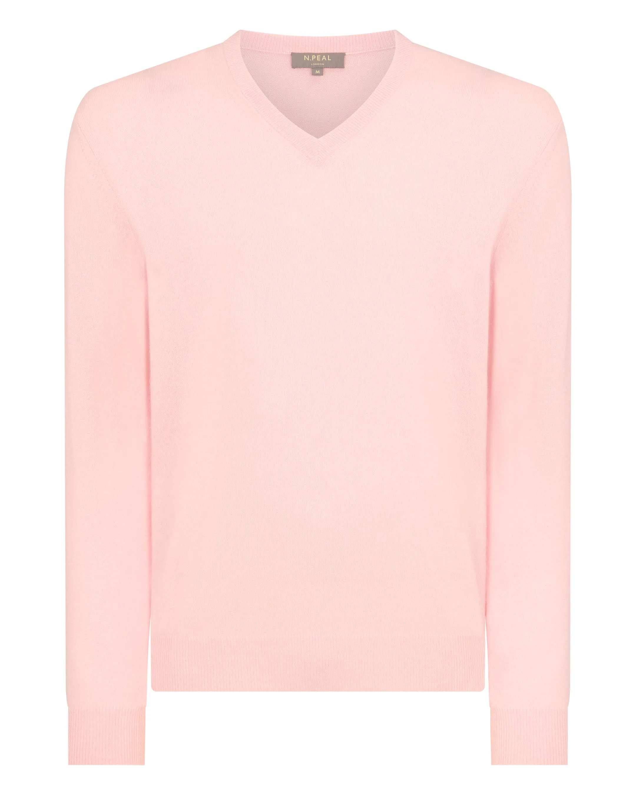 Men's Burlington V Neck Cashmere Jumper Pale Pink