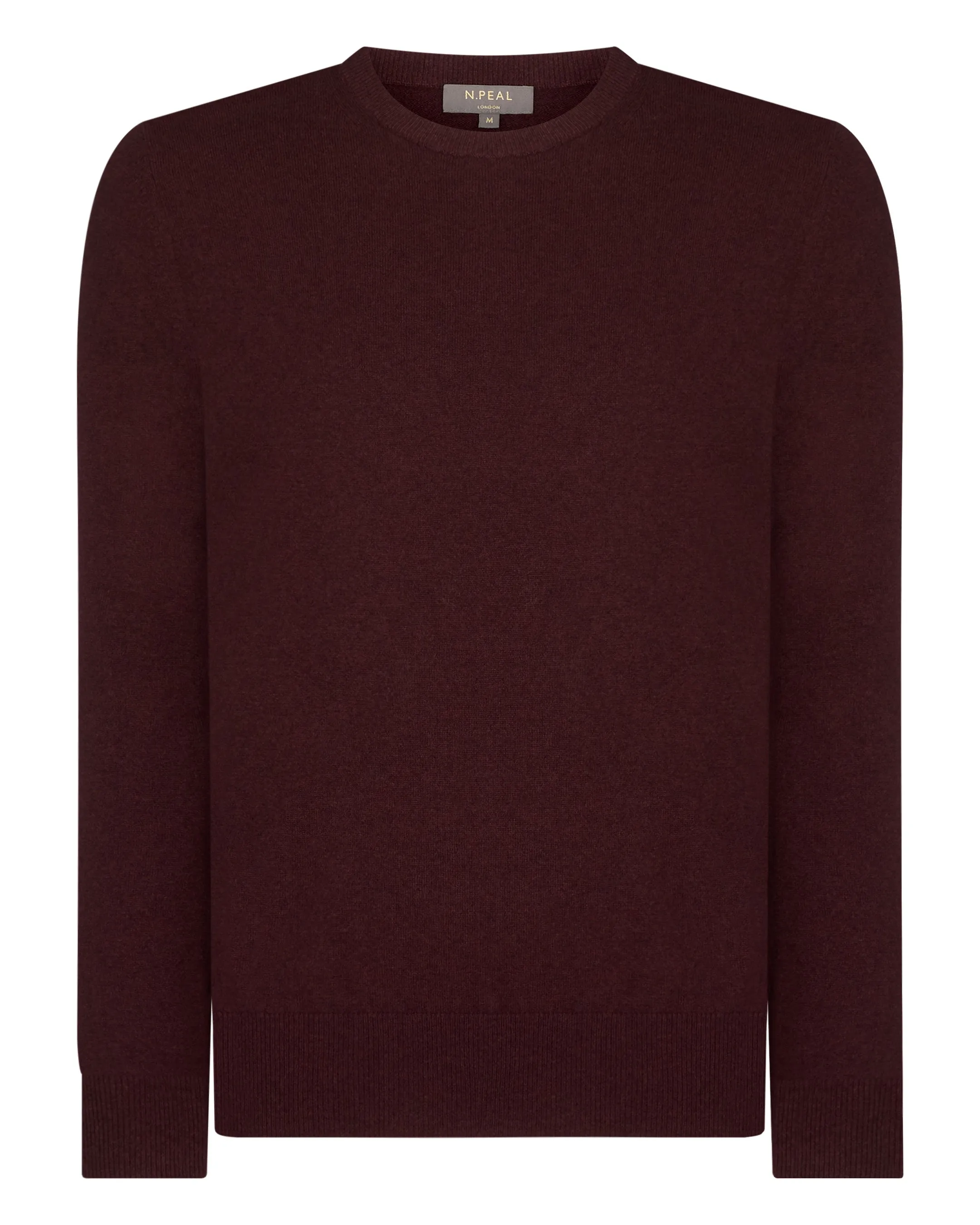 Men's Oxford Round Neck Cashmere Sweater Claret Red