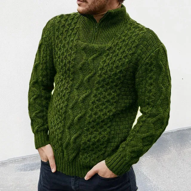 Men's Warm Cable Knit Jumper with Zipper | Ideal for Autumn/Winter