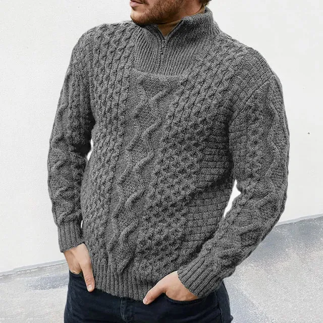 Men's Warm Cable Knit Jumper with Zipper | Ideal for Autumn/Winter