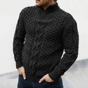 Men's Warm Cable Knit Jumper with Zipper | Ideal for Autumn/Winter