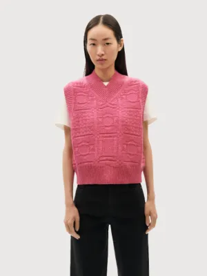 Mica Knitted Vest Pink | Thinking Mu