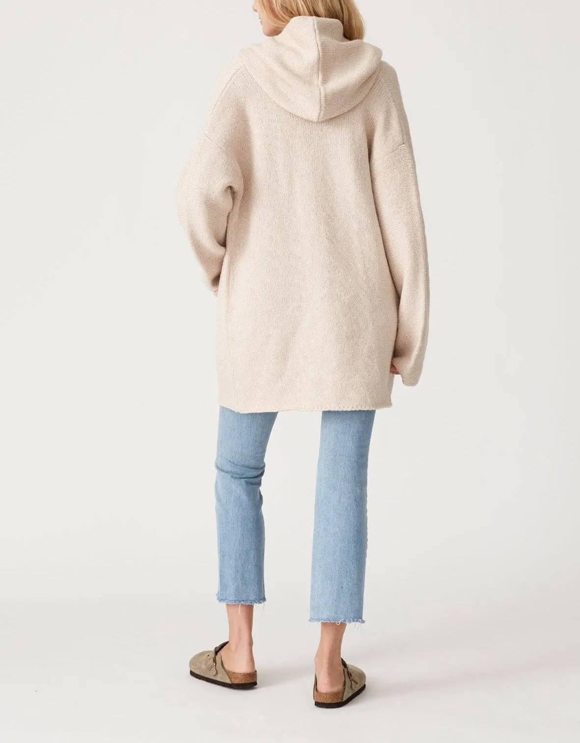 Mid-Length Oversized Long Sleeve Hooded Cardigan