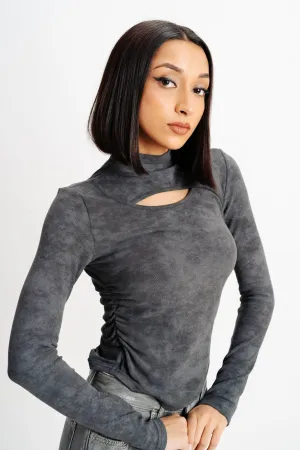 Mock Neck Black Top