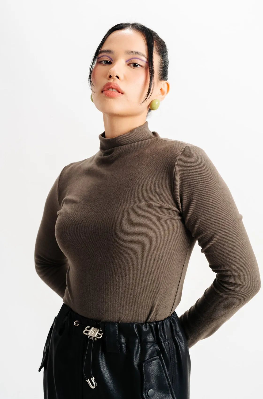 Mock Neck Grey Top