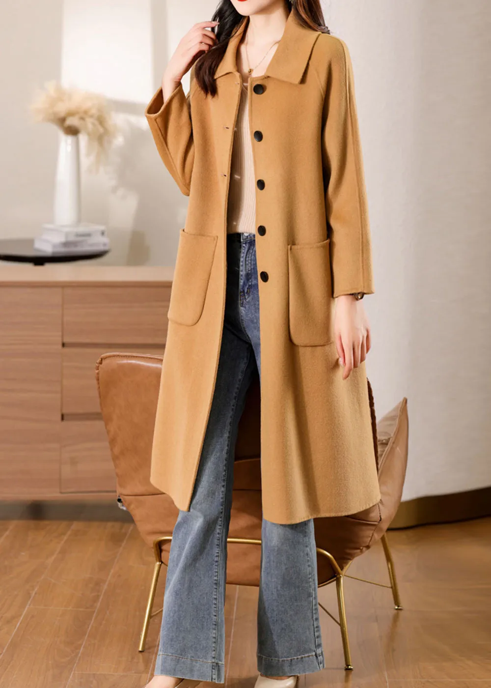 Muriel Single Breasted Double Face Wool Coat