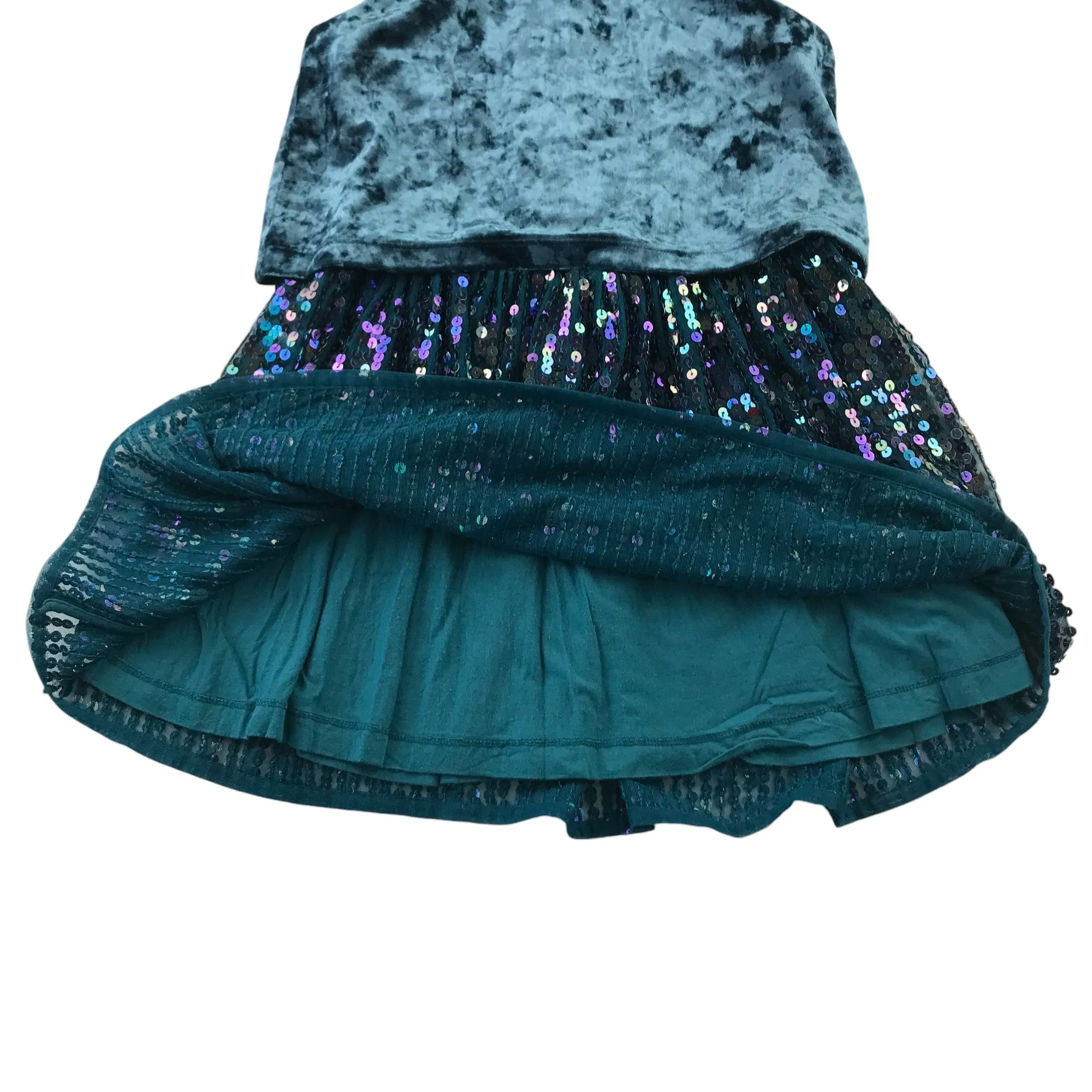 Next dress 7-8 years teal turquoise velvet top with sequin skirt