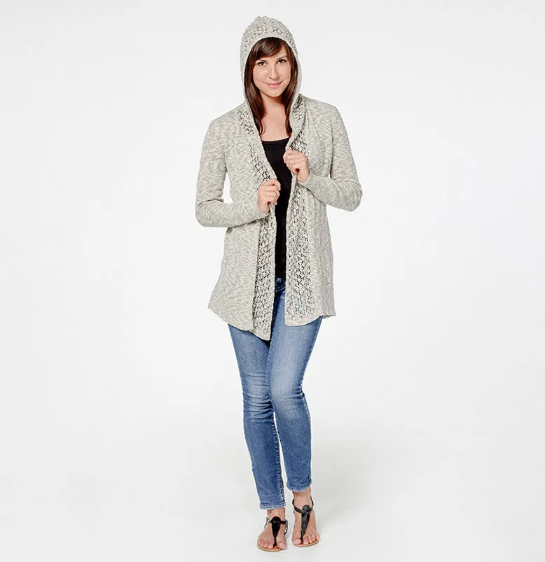 Organic Cotton Blend Lace Hooded Cardigan