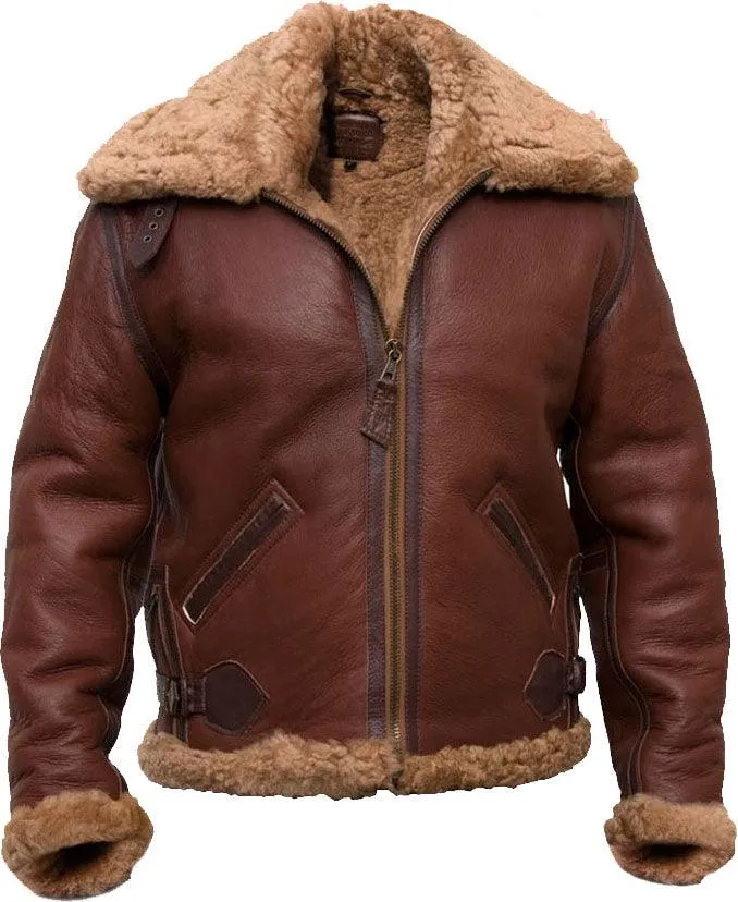 Pilot Bomber Brown Leather Jacket