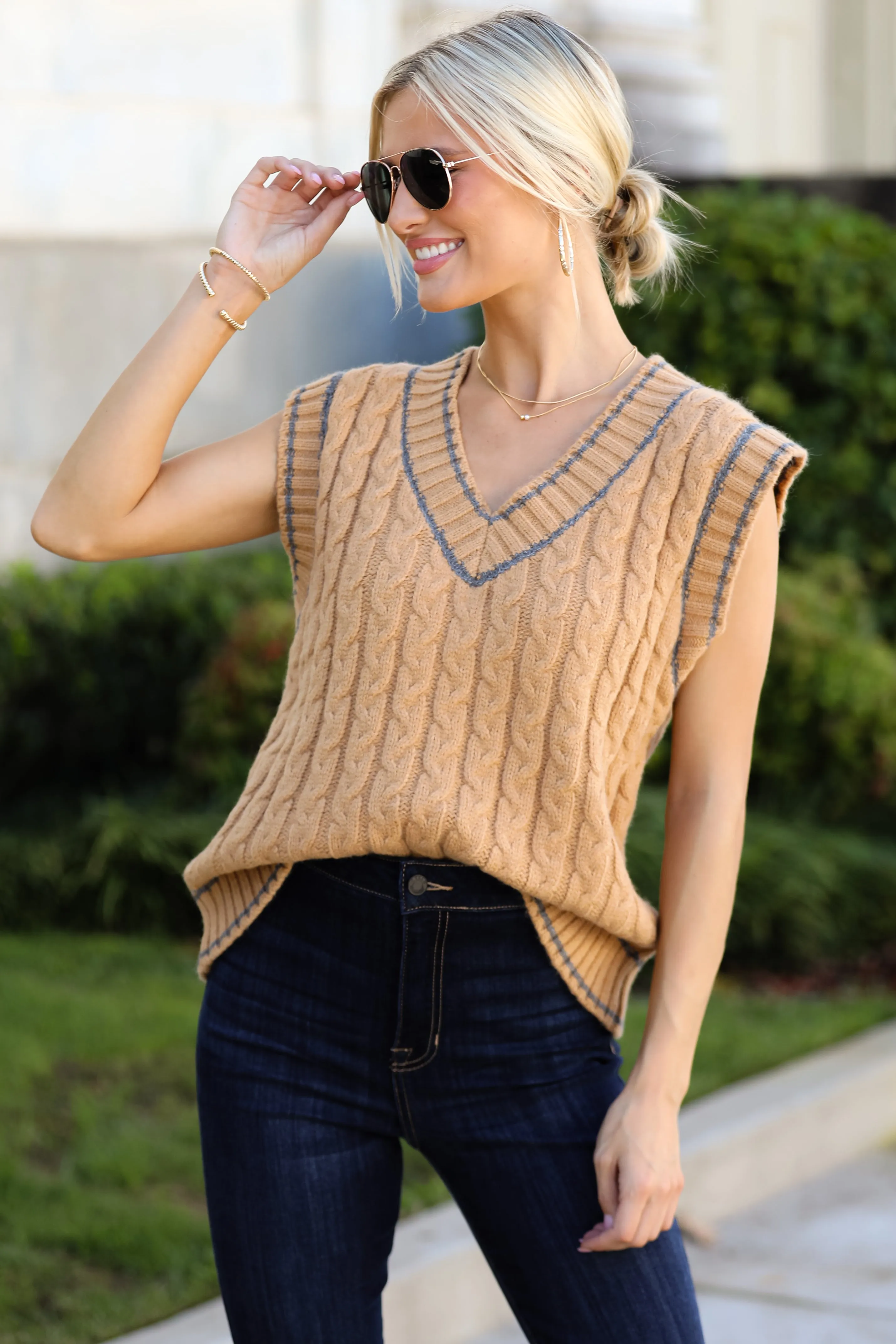 Posh Scholar Cable Knit Sweater Vest