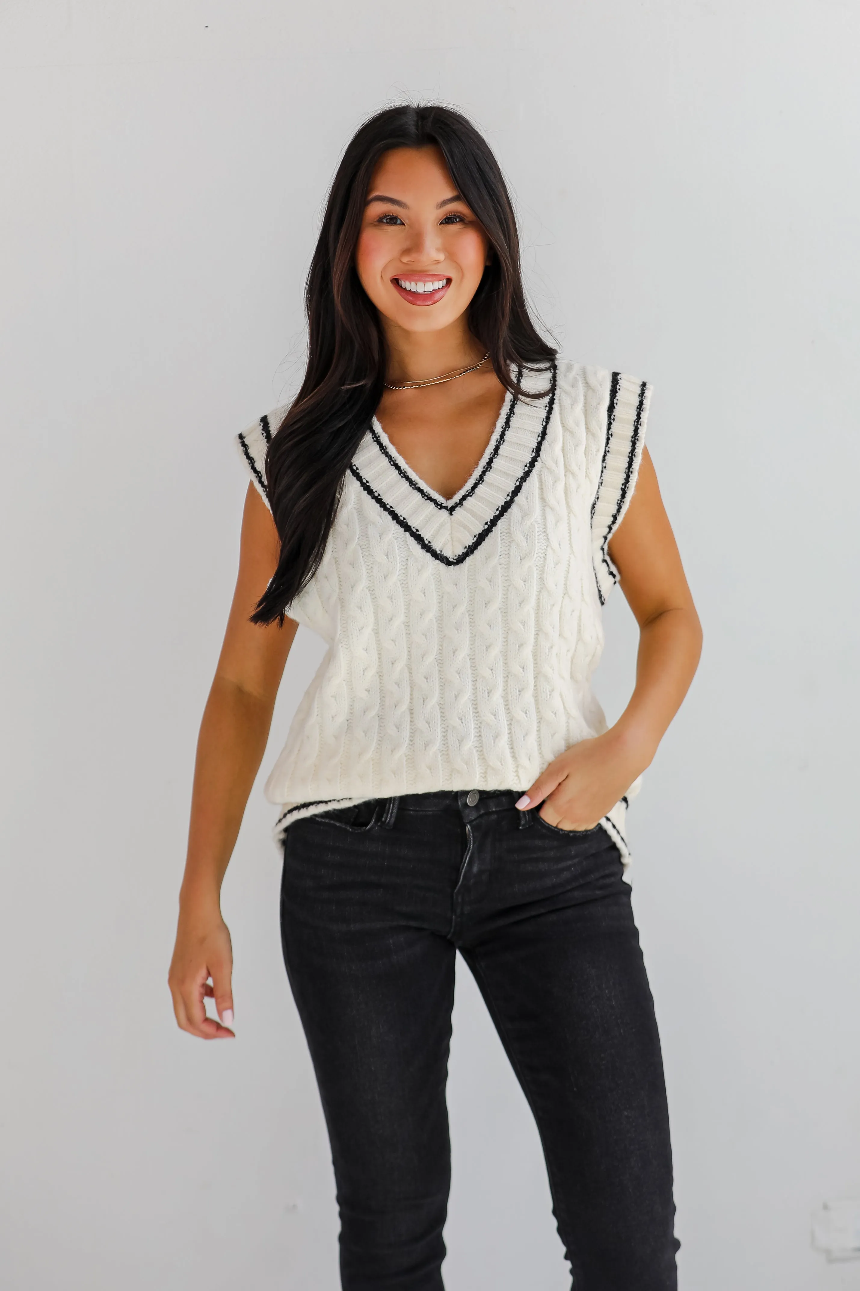 Posh Scholar Cable Knit Sweater Vest