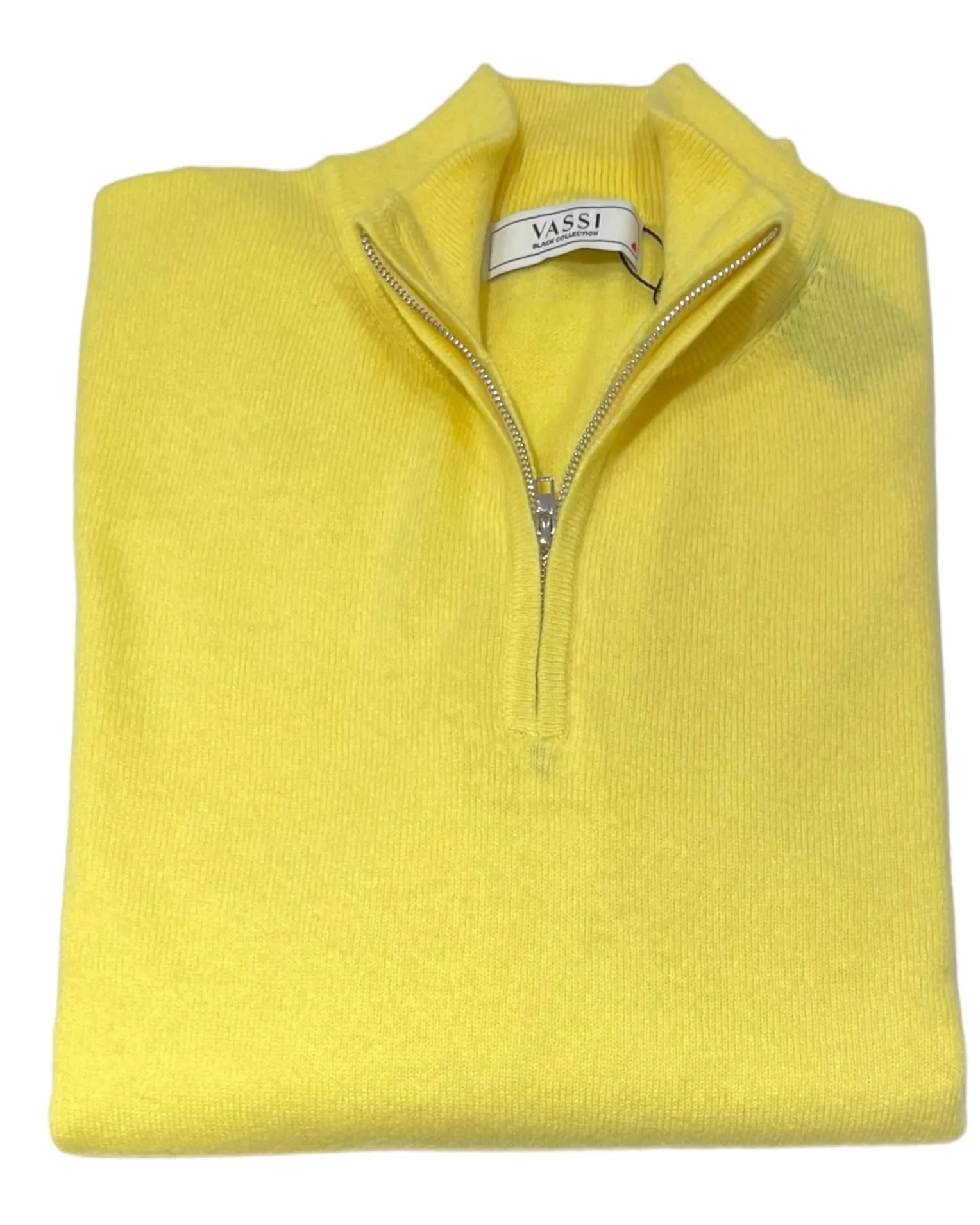 Quarter Zip Pure Cashmere Sweater - Yellow