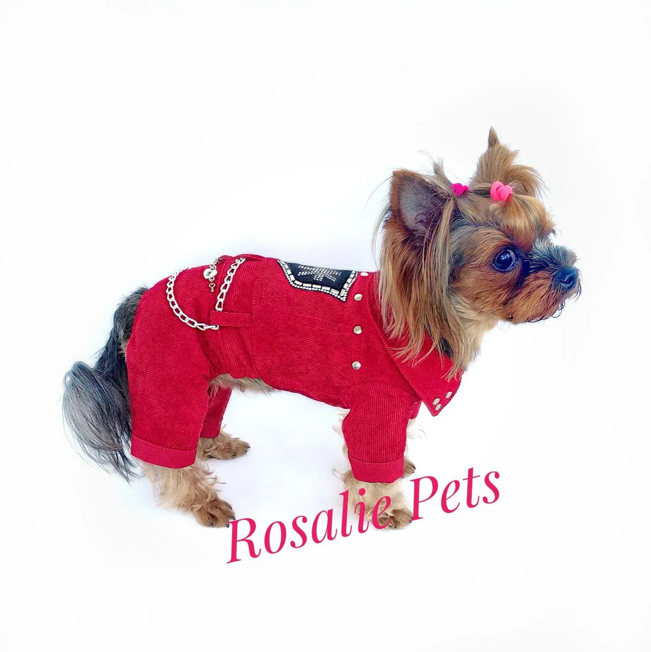 Red corduroy dog jumpsuit