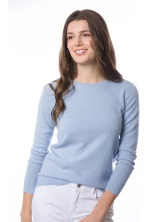 Robertson Madison 100% Cashmere Fine Gauge Crewneck CC-245 | Lt. Blue