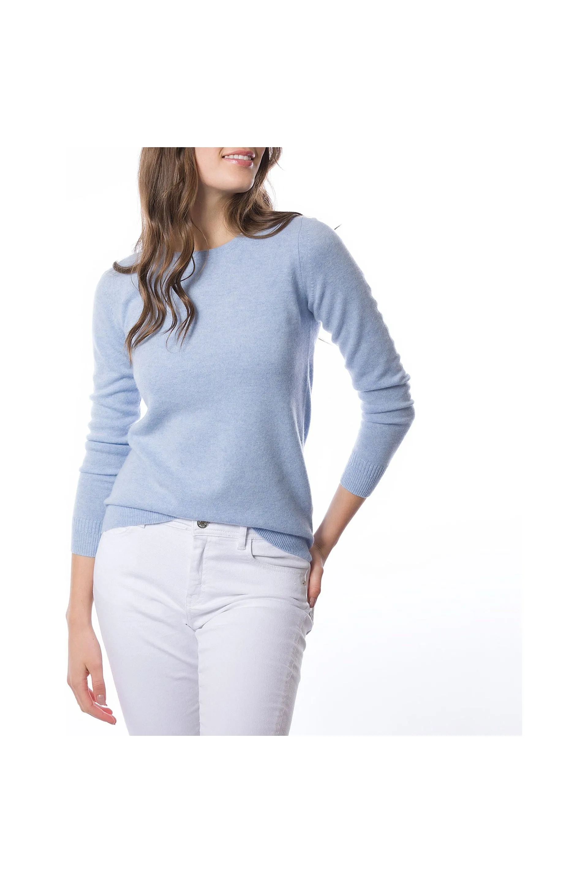 Robertson Madison 100% Cashmere Fine Gauge Crewneck CC-245 | Lt. Blue