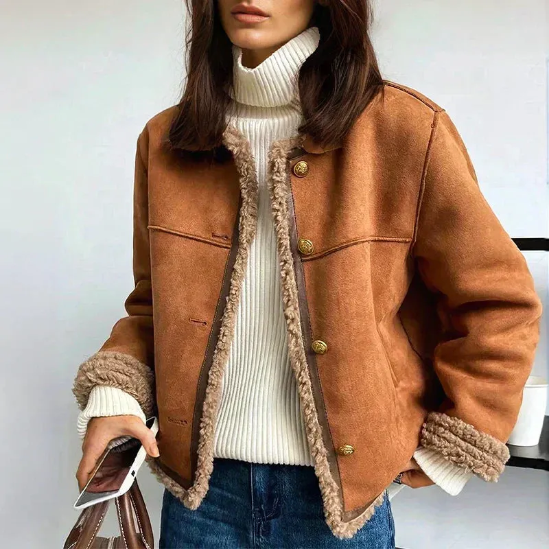 Rosalie™ – Shearling Button Jacket