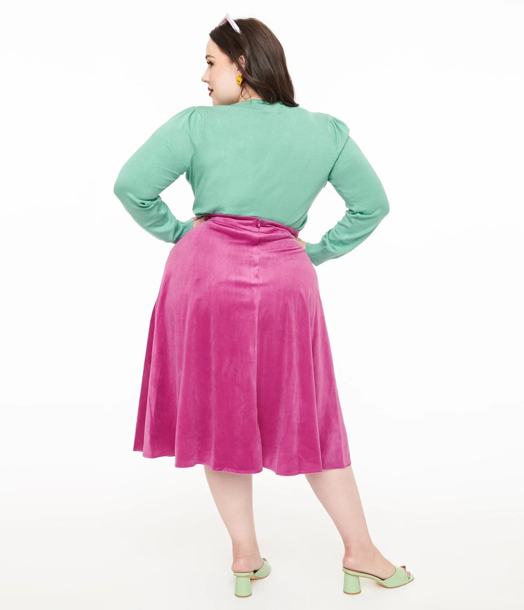 Royal Monk Plus Size 1950s Purple Velvet Dreams Swing Skirt