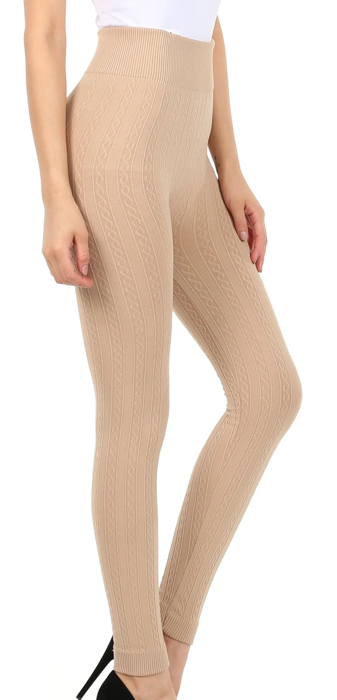 Sakkas Cable Knit Fleece Lined Leggings