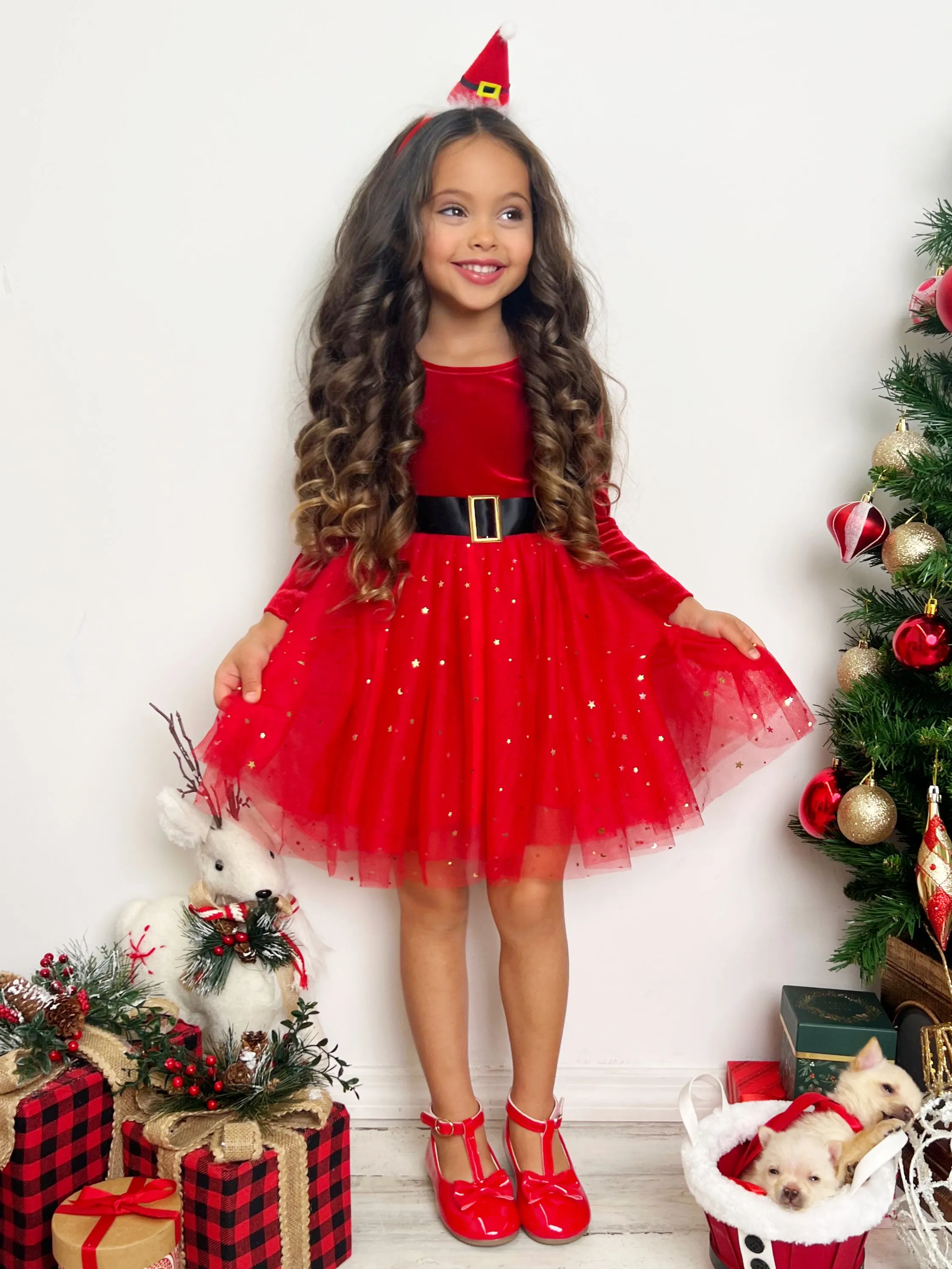 Santa's Little Sweetheart Velvet Christmas Dress