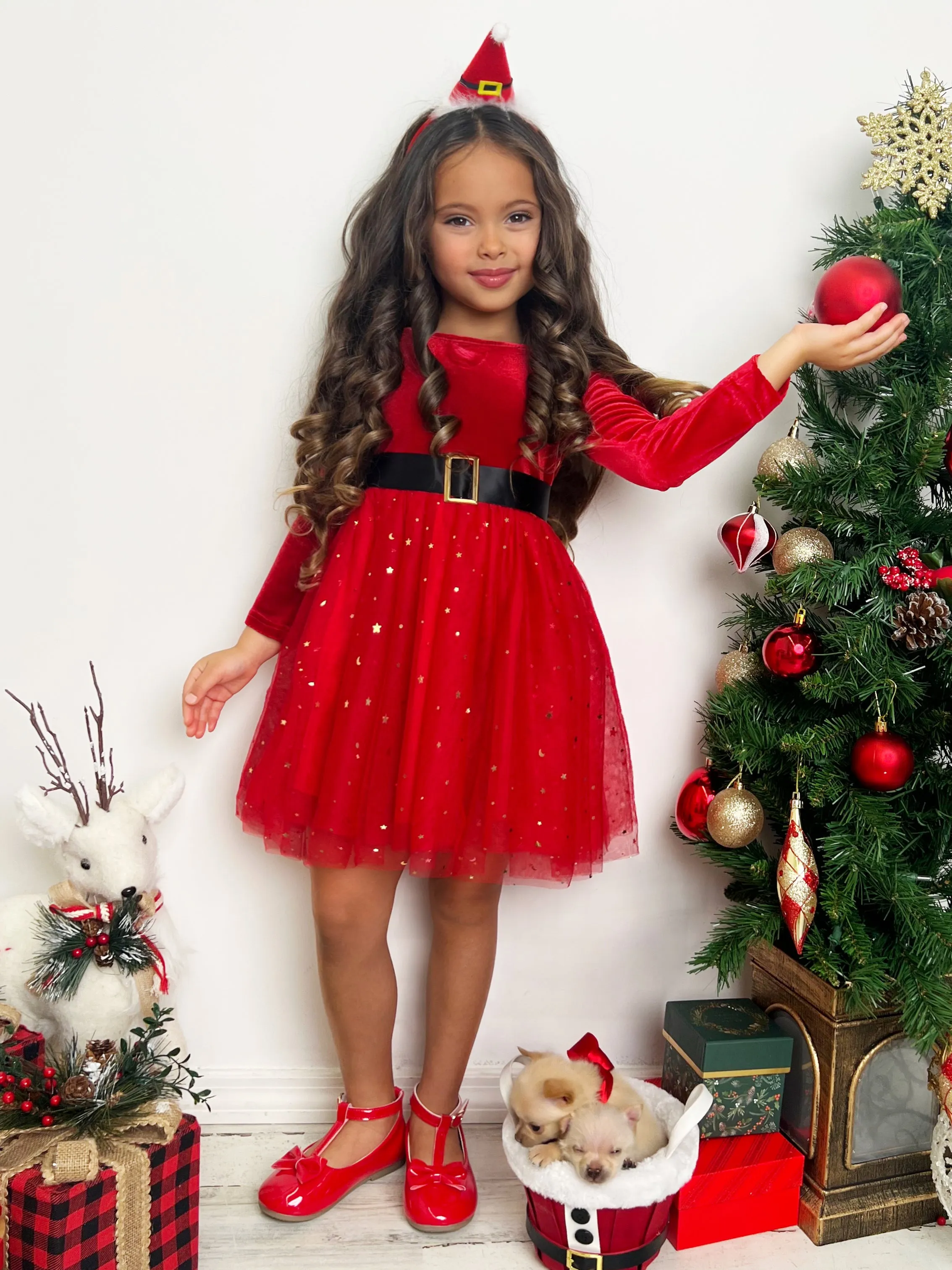 Santa's Little Sweetheart Velvet Christmas Dress