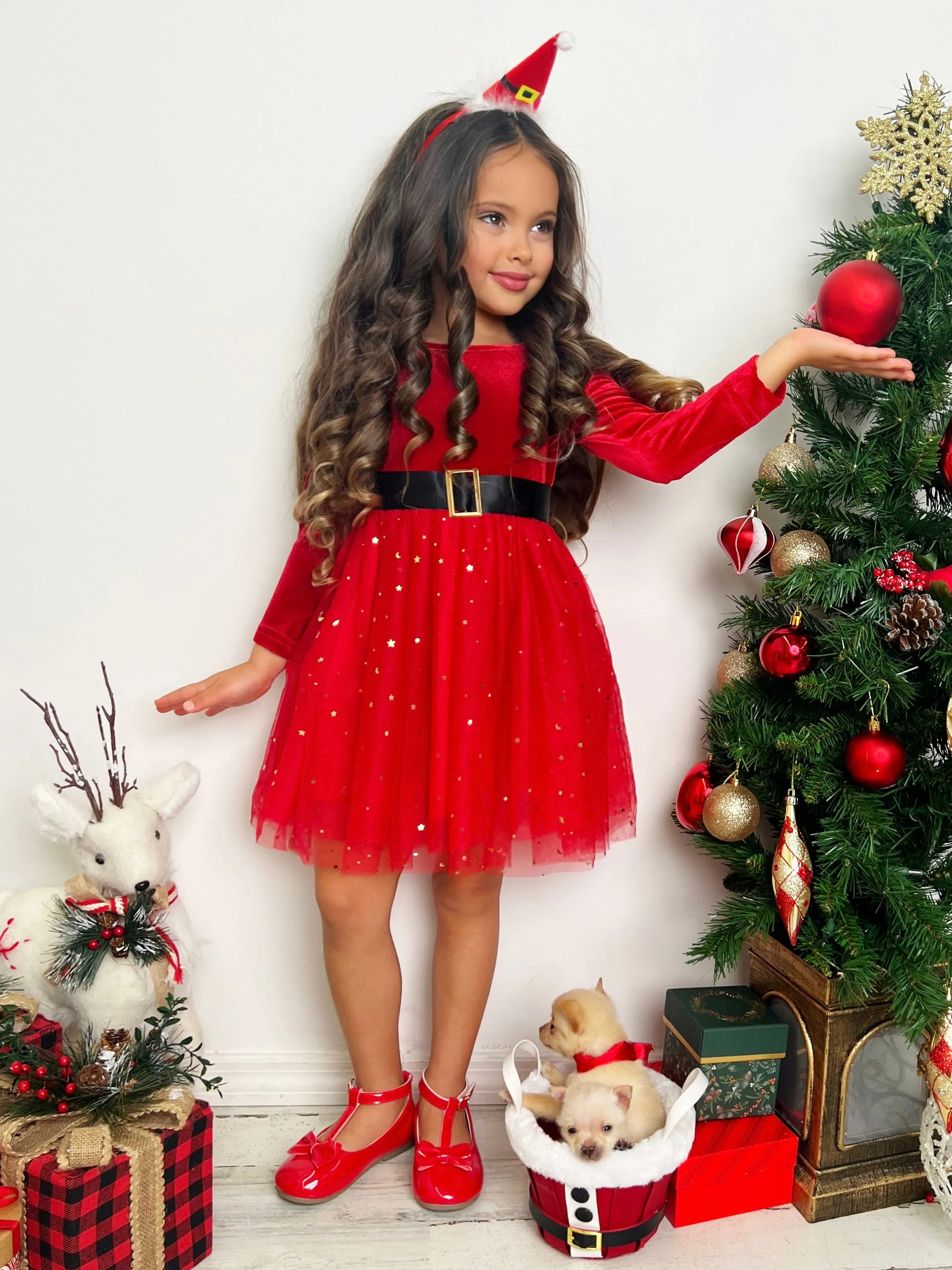 Santa's Little Sweetheart Velvet Christmas Dress