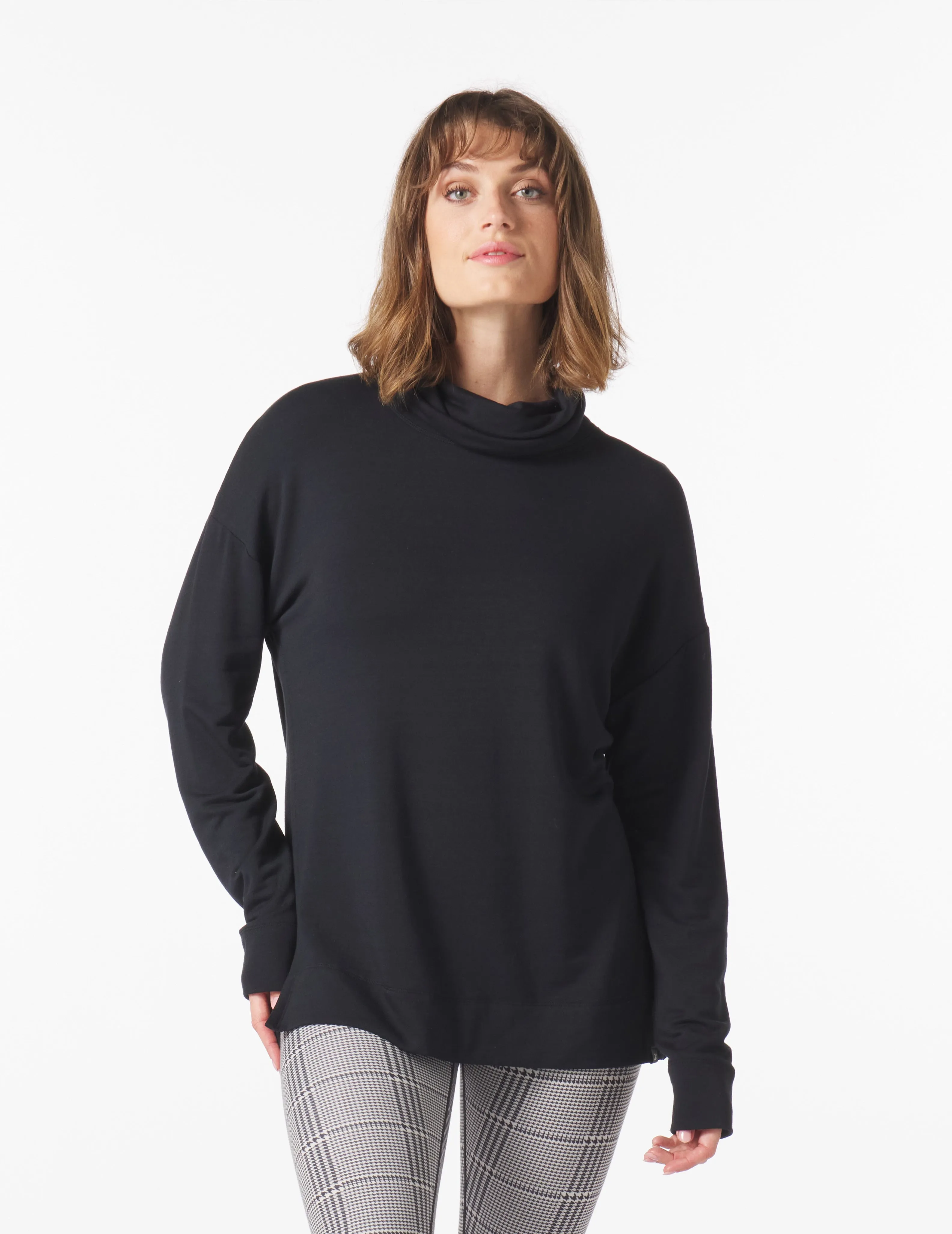 Scarf Neck Tunic: Black