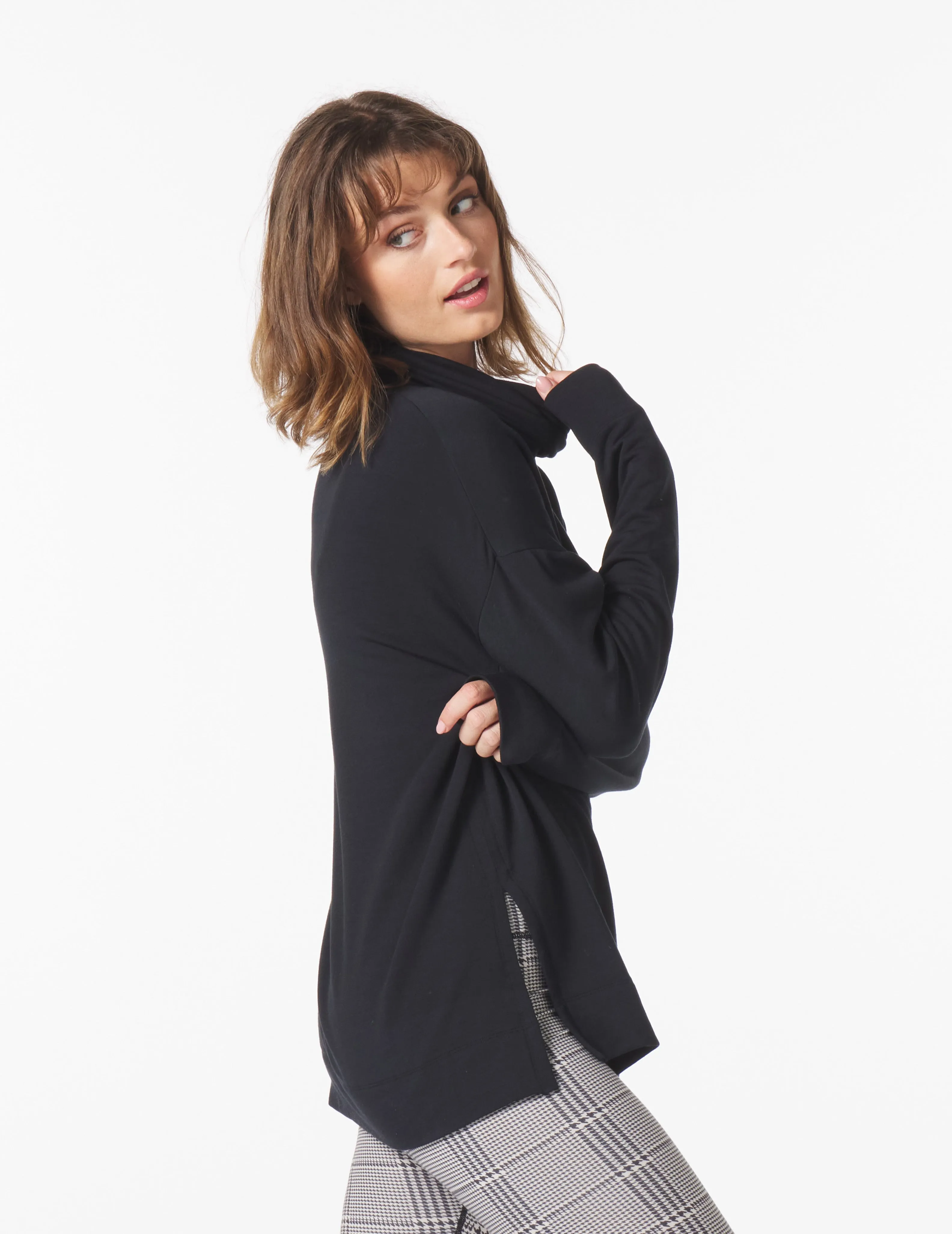 Scarf Neck Tunic: Black