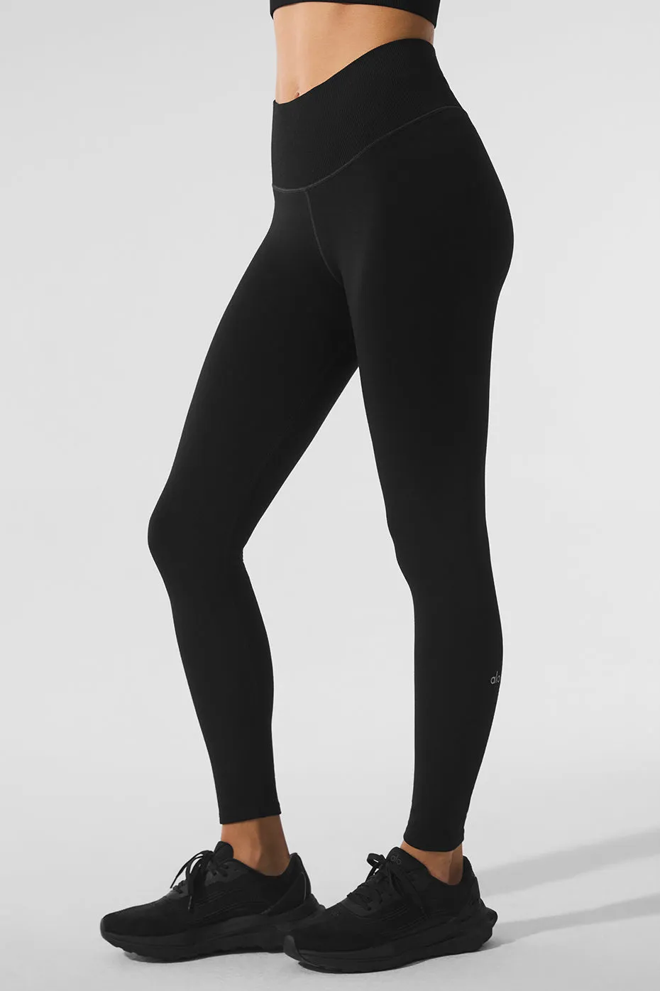 Seamless Winter Warm Plush High-Waist 7/8 Legging - Black