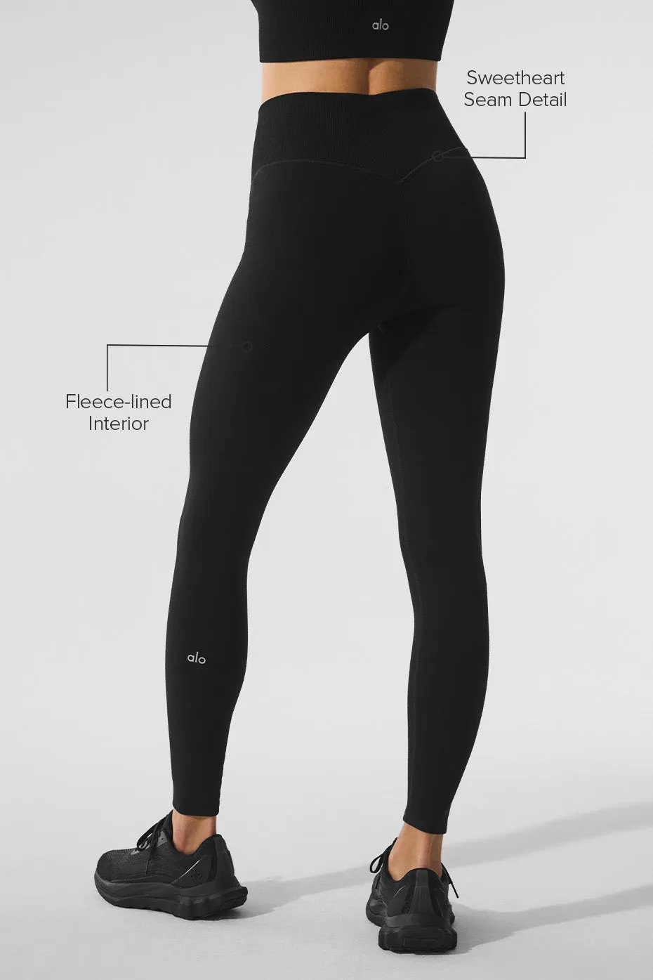 Seamless Winter Warm Plush High-Waist 7/8 Legging - Black