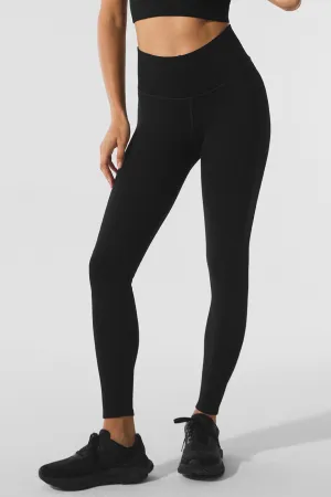 Seamless Winter Warm Plush High-Waist 7/8 Legging - Black