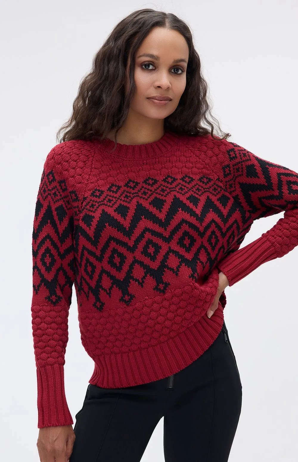 Selena II Crew Neck Ski Sweater | Deep Red